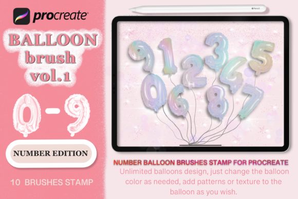 3D Balloon Stamp Brush Procreate Vol.1 for Branding and Graphics