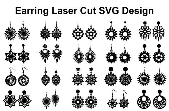Bohemian Floral Earrings SVG Set for Crafts and Graphics