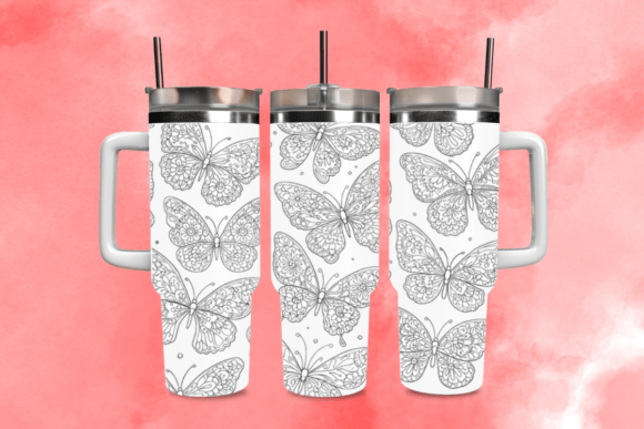Boho Floral Butterfly Tumbler Wrap SVG for Graphics and Tumbler Wraps