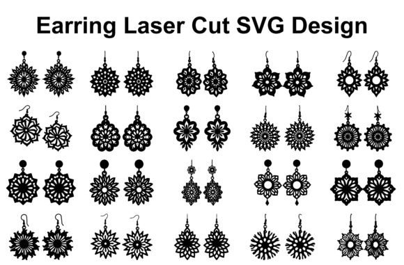 Boho Flower Earrings SVG Set for Laser Engraving and Graphics