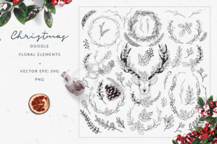 Christmas Doodle Floral Elements for Local Business Branding