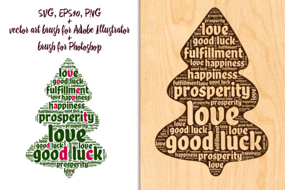 Christmas Tree Made of Kind Words - A Graphic Design Asset for Crafts