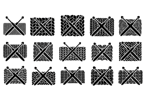 Crochet Hooks and Stitch Patterns SVG Graphics