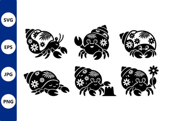 Floral Crab Silhouettes Vector Art for Creative Projects