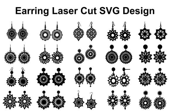 Floral Mandala Earring SVG Pack for Crafts and Graphics