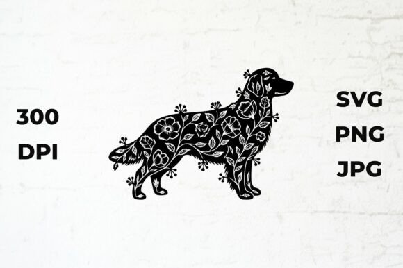 Floral Patterned Dog Silhouette - Freebie Graphics for Blog Design