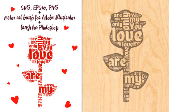 Flower with Words of Love - A Graphic Design Asset for Crafts and Creative Projects