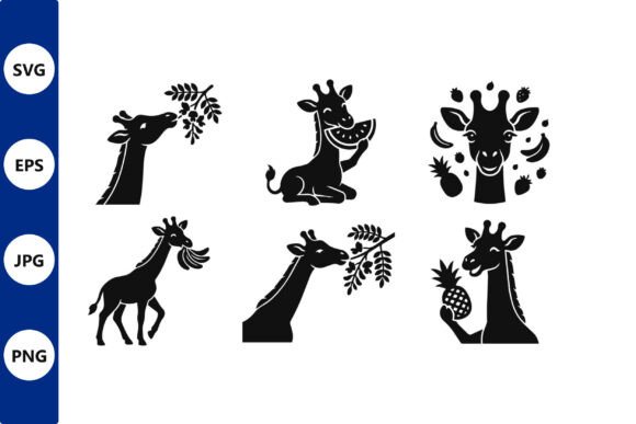 Giraffe Silhouettes in Fruit Vector Graphics