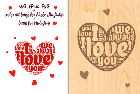 Heart with Words of Love - A Graphic Design Asset for Crafts and Branding