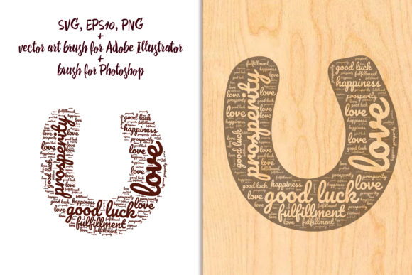 Horseshoe Made of Kind Words Graphics for Crafts