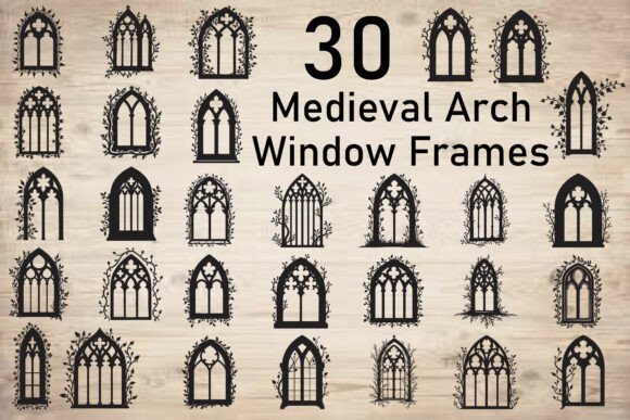 Medieval Arch Window Frames for Crafts and Graphics