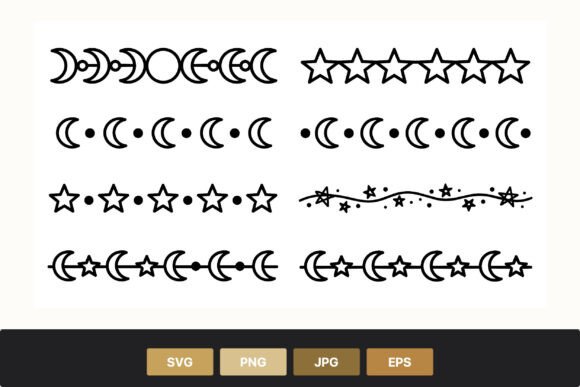 Moon Star Border Elements for Crafting and Design