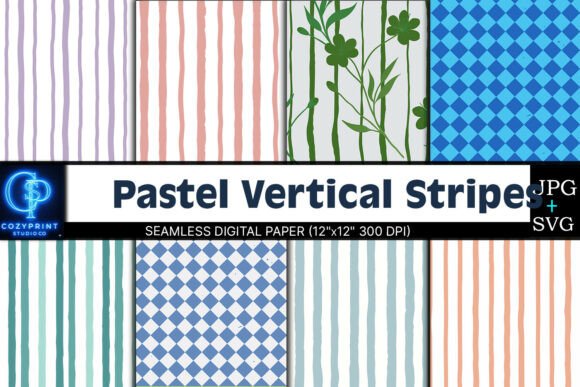 Pastel Vertical Stripes Graphics & Patterns