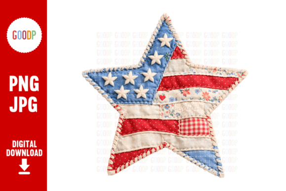 Patchwork USA Flag Americana Quilt PNG for Blog Graphics and Illustrations