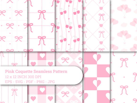Pink Coquette Bows Pattern PNG Graphics Review