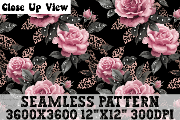 Pink Roses Cheetah Pattern Graphics