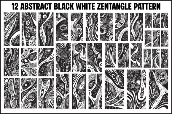 Reviewing 12 Abstract Black White Zentangle Graphics and Patterns