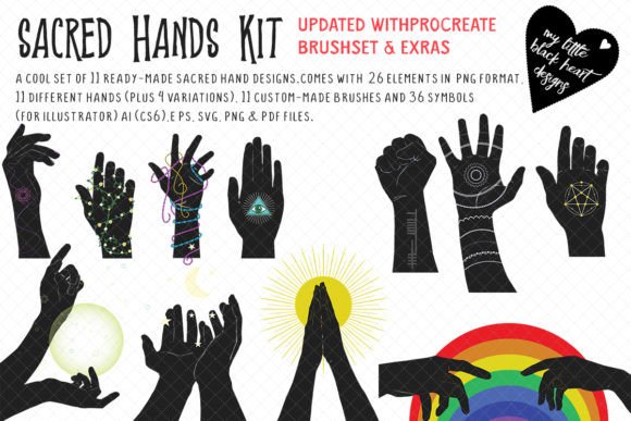Sacred Hands Kit: A Graphic Design Asset for Illustrations