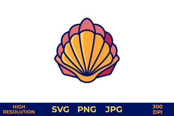 Seashell Vector Art with Bold Outlines for Branding and Packaging