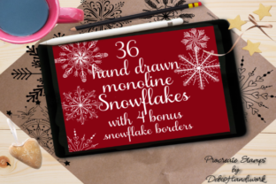 Snowflake Monoline Procreate Stamps Brushes for Graphic Design