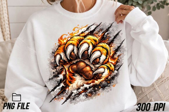 Tiger Paw Mascot PNG Sublimation for T-Shirt Designs and Graphics