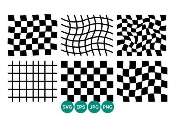 Warped Black White Checkerboard Pattern Graphics